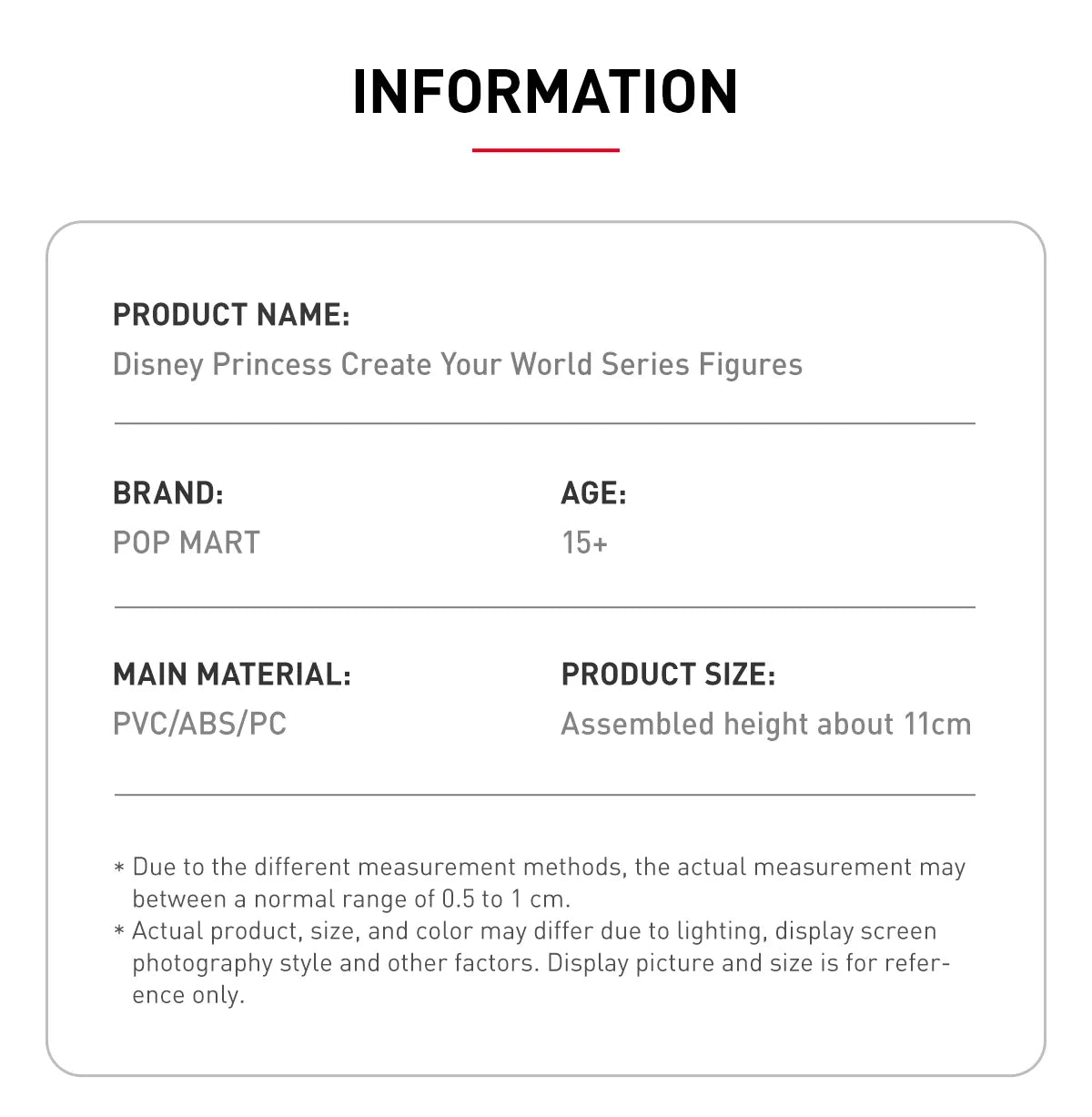 Pop Mart Disney Princess Create Your World Series Figures Blind Box