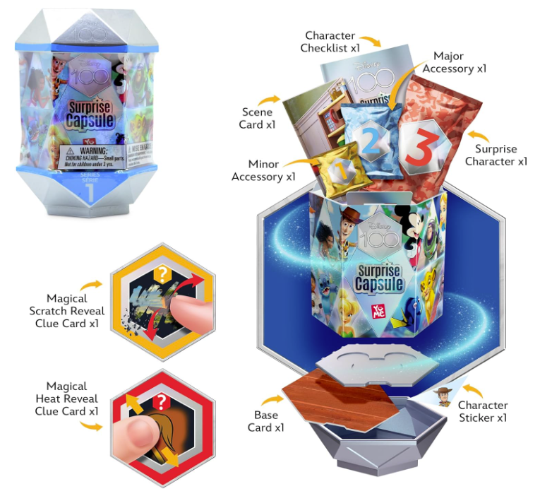 Disney 100 Surprise Mystery Capsules Blind Box with Pixar and Disney Characters Vinyl Figurines - Series 1