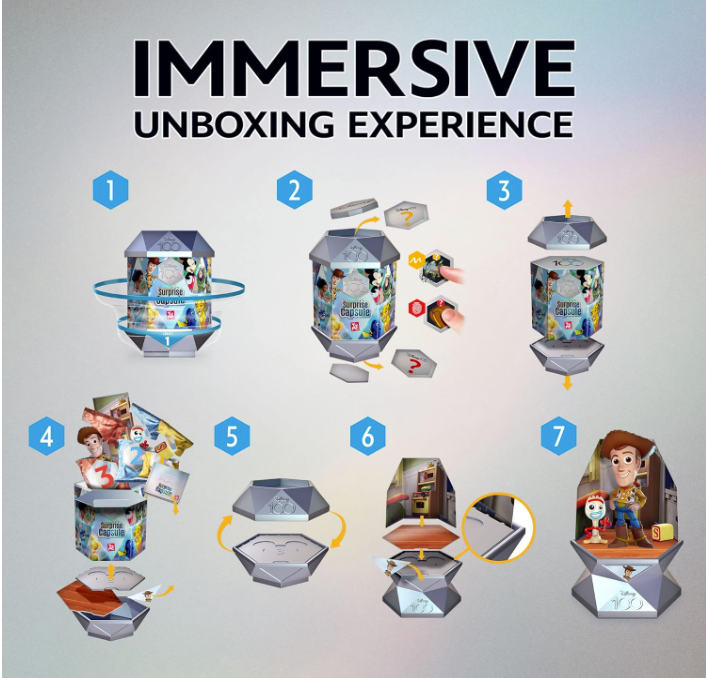Disney 100 Surprise Mystery Capsules Blind Box with Pixar and Disney Characters Vinyl Figurines - Series 1